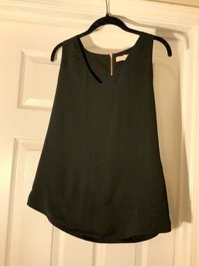 Banana Republic Black Sleeveless V-Neck Blouse with Gold Back Zipper